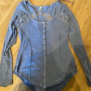 Blue Free People lace shirt